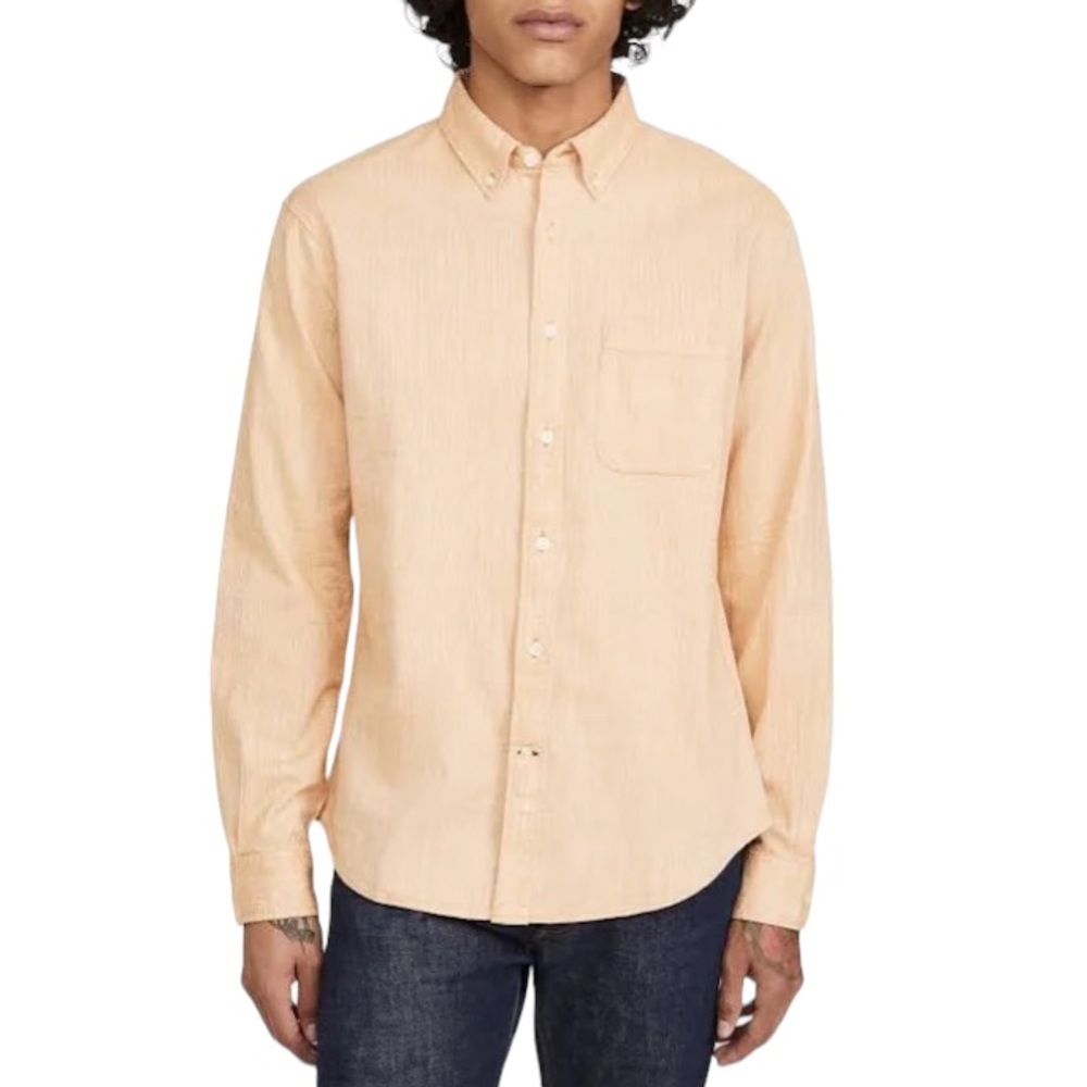 Club Monaco Yellow 100% Linen Slim Fit Shirt
